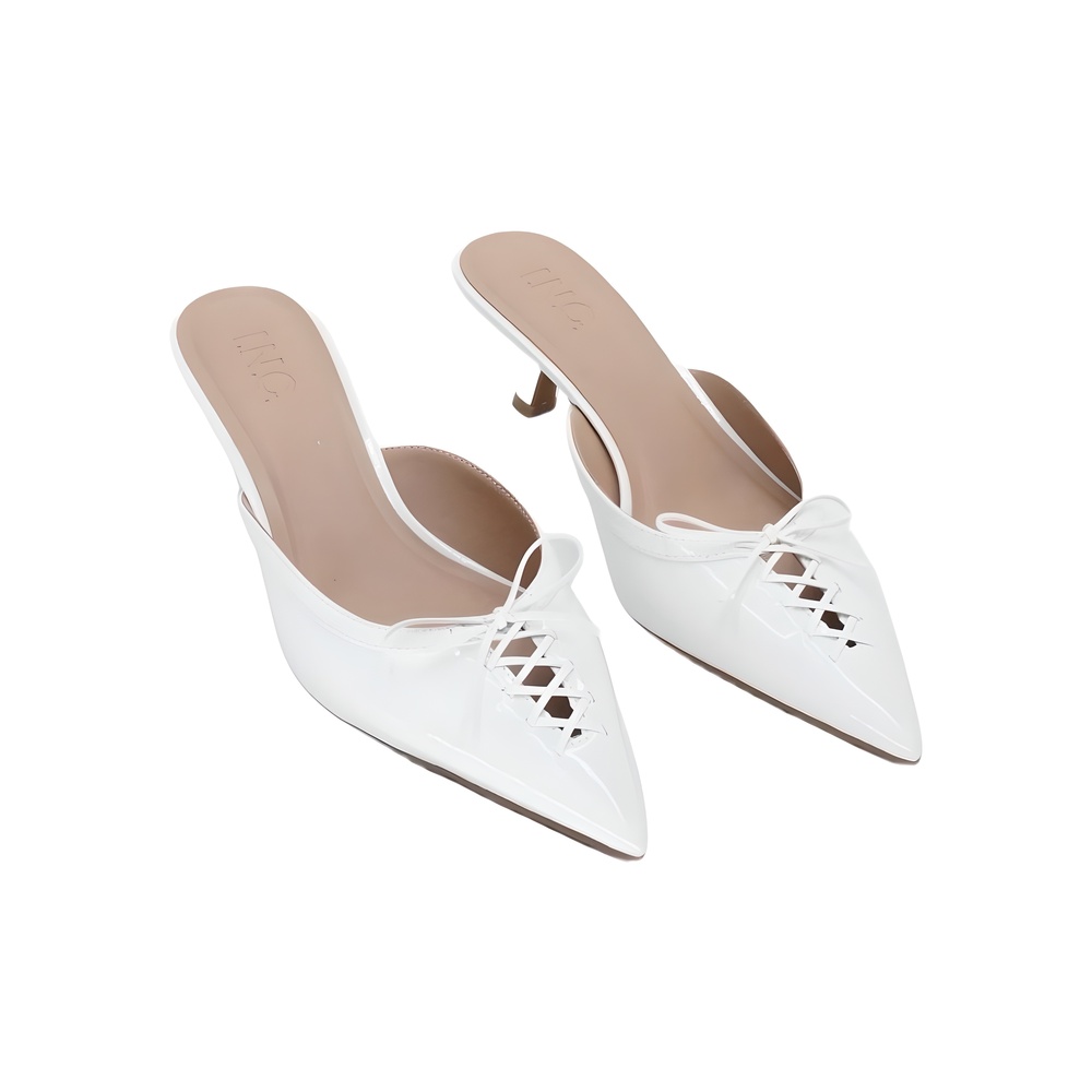 I.N.C. International Concepts Caetti Pointed Heeled Mules White Patent Size 7M